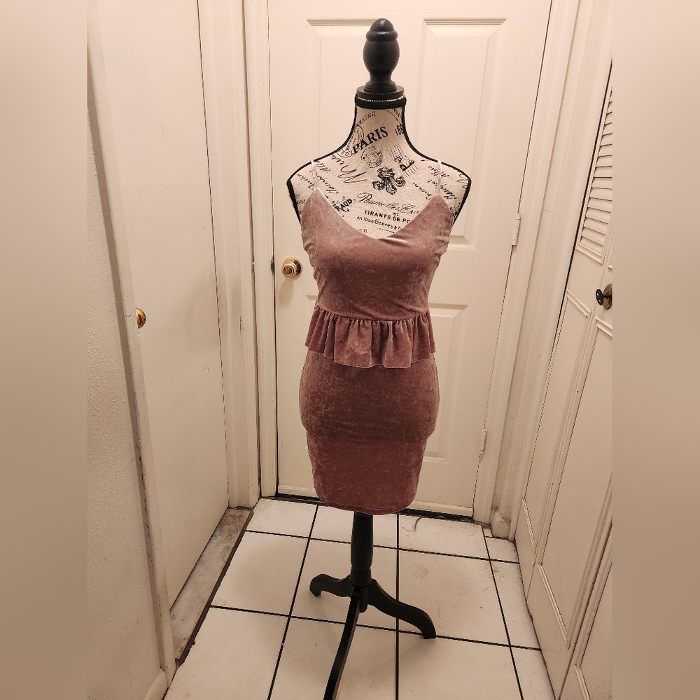 Mauve Velvet Mini Dress